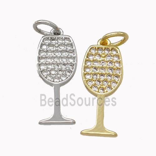 Wine Glass Charms Copper Goblet Pendant Micro Pave Zirconia Cup Mixed