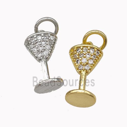 Wine Glass Charms Copper Goblet Pendant Micro Pave Zirconia Cup Mixed