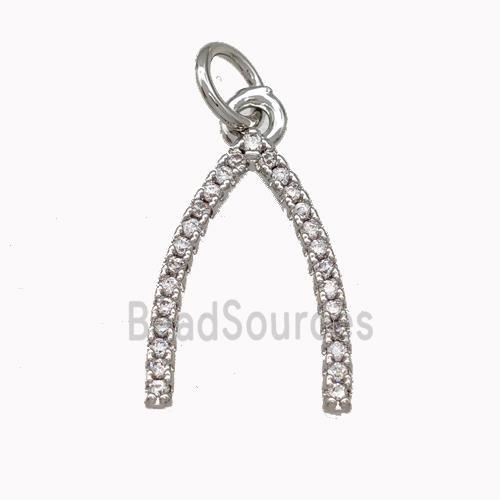 Copper Horseshoe Pendant Pave Zirconia Platinum Plated