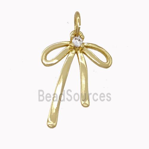 Copper Bow Pendant Pave Zirconia Gold Plated