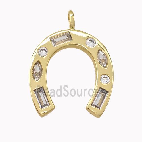 Copper Horseshoe Pendant Pave Zirconia Gold Plated