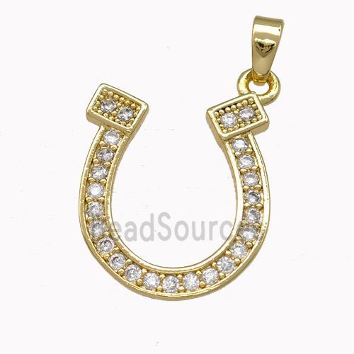 Copper Horseshoe Pendant Pave Zirconia Gold Plated