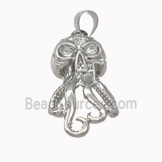 Octopus Charms Copper Pendant Platinum Plated