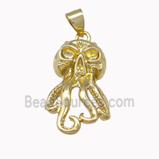 Octopus Charms Copper Pendant Gold Plated