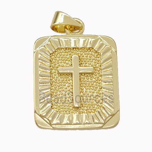 Copper Cross Pendant Rectangle Gold Plated