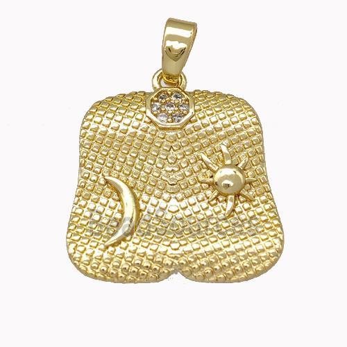 Moon Sun Charms Copper Pendant Pave Zirconia Gold Plated