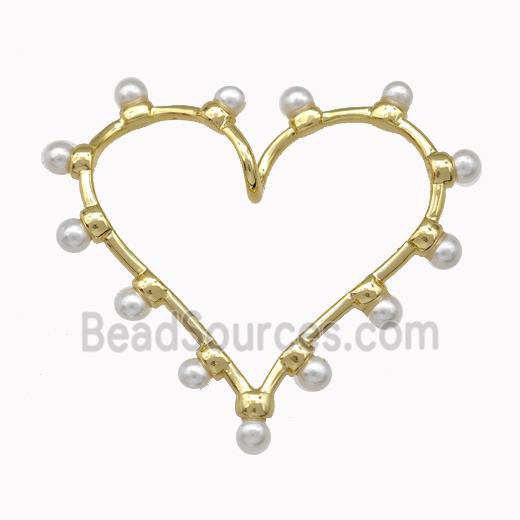 Copper Heart Pendant Pave Pearlized Resin Gold Plated