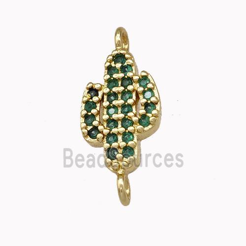 Copper Cactus Connector Pave Zirconia Gold Plated