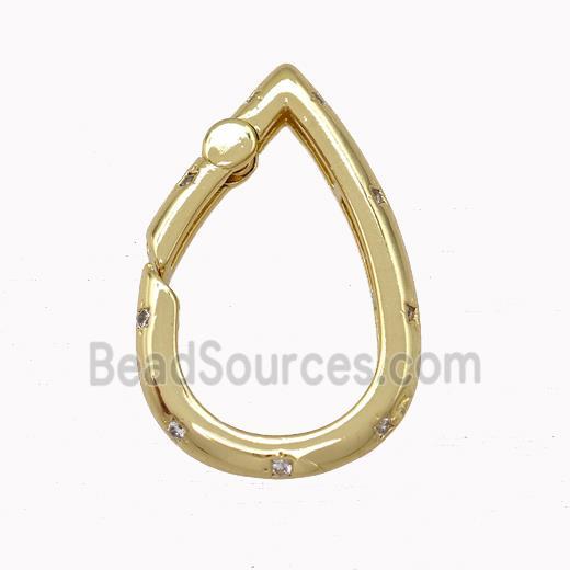 Copper Carabiner Clasp Micro Pave Zirconia Teardrop Gold Plated