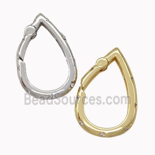 Copper Carabiner Clasp Micro Pave Zirconia Teardrop Mixed