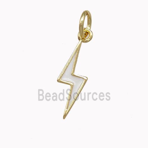 Lightning Charms Copper Pendant White Enamel Gold Plated