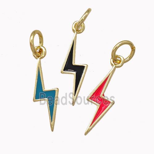 Lightning Charms Copper Pendant Enamel Gold Plated Mixed