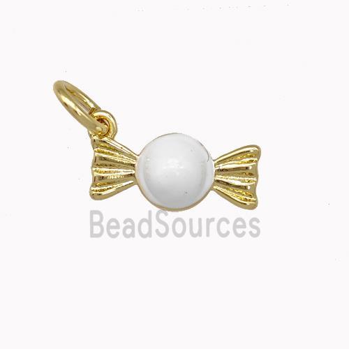 Candy Charms Copper Pendant White Enamel Gold Plated