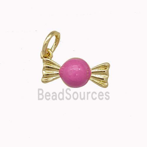 Candy Charms Copper Pendant Pink Enamel Gold Plated