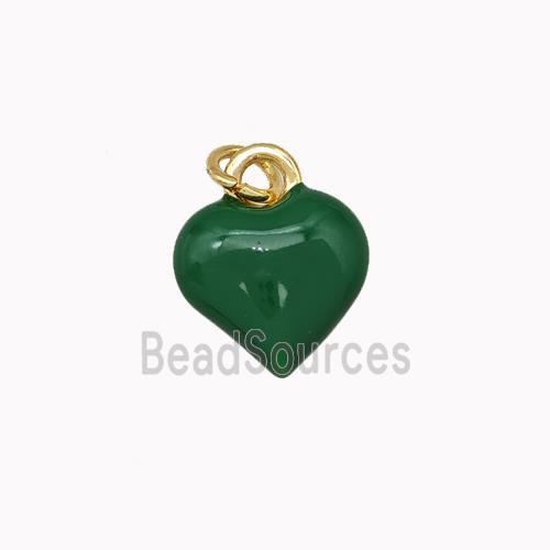 Copper Heart Pendant Green Enamel Gold Plated