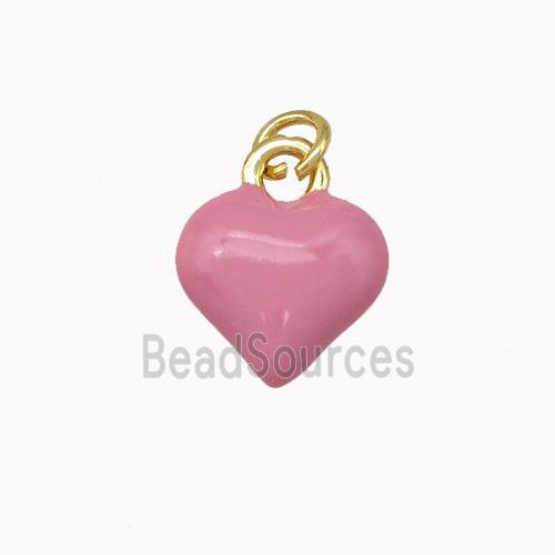 Copper Heart Pendant Pink Enamel Gold Plated