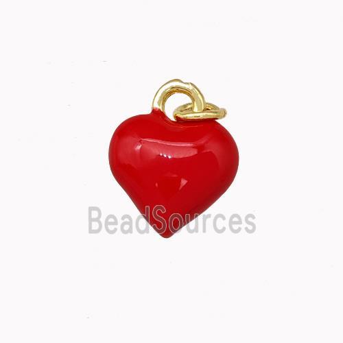 Copper Heart Pendant Red Enamel Gold Plated