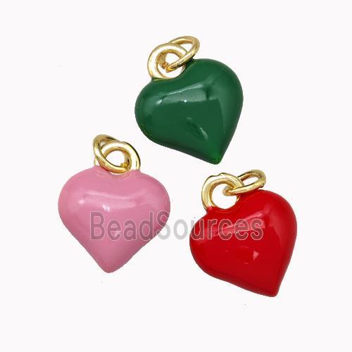 Copper Heart Pendant Enamel Gold Plated Mixed