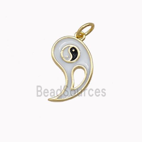 Copper Yinyang Charms Pendant Taichi White Enamel Gold Plated