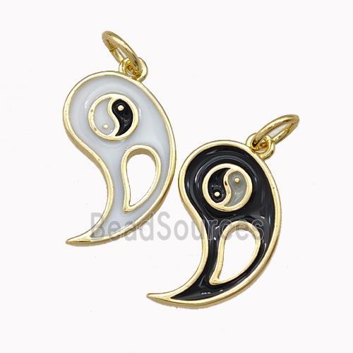 Copper Yinyang Charms Pendant Taichi Enamel Gold Plated Mixed