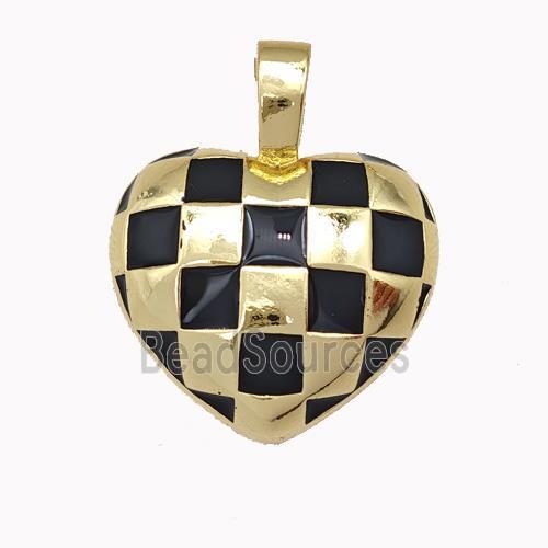 Copper Heart Pendant Black Enamel Gold Plated