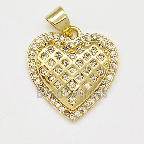 Copper Heart Pendant Micro Pave Zirconia Gold Plated