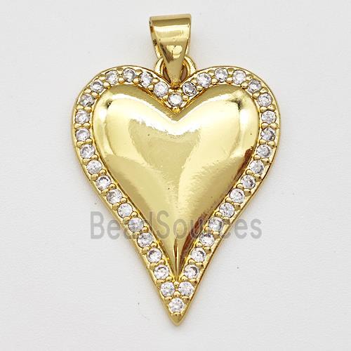 Copper Heart Pendant Micro Pave Zirconia Gold Plated