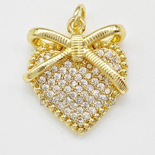 Copper Heart Pendant Micro Pave Zirconia Gold Plated