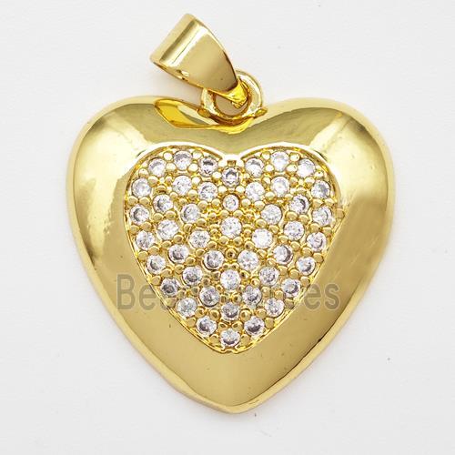 Copper Heart Pendant Micro Pave Zirconia Gold Plated