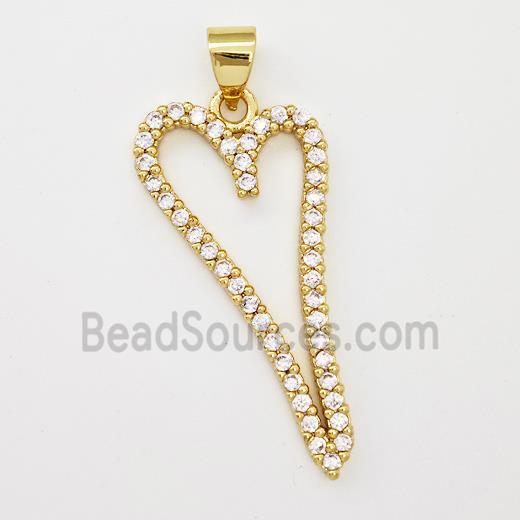 Copper Heart Pendant Micro Pave Zirconia Gold Plated