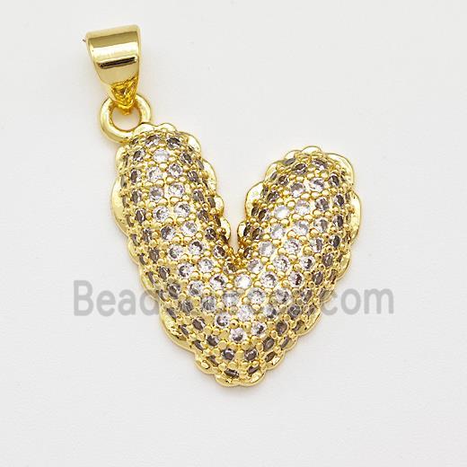 Copper Heart Pendant Micro Pave Zirconia Gold Plated