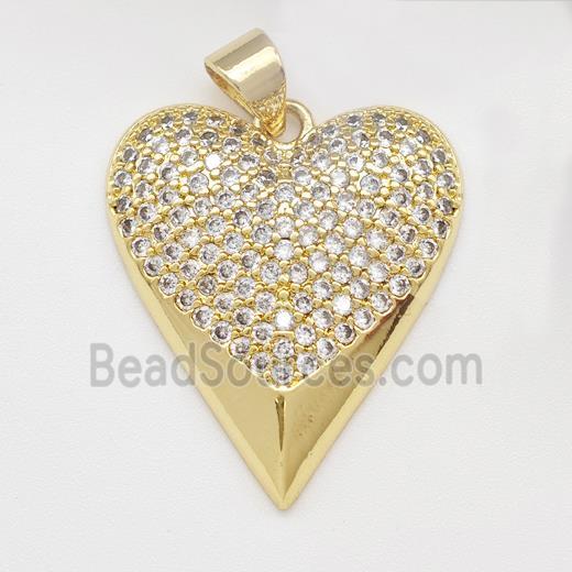 Copper Heart Pendant Micro Pave Zirconia Gold Plated