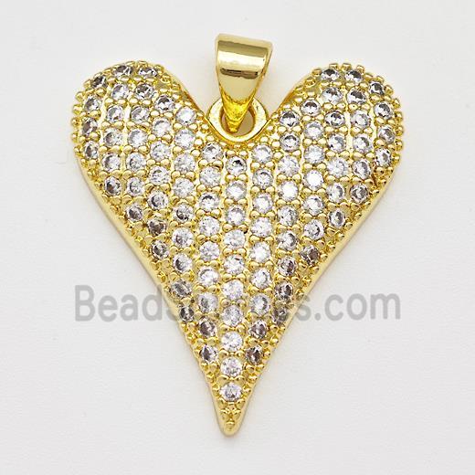 Copper Heart Pendant Micro Pave Zirconia Gold Plated