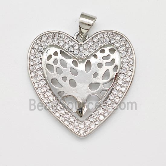 Copper Heart Pendant Micro Pave Zirconia Tree Of Life Platinum Plated