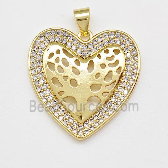 Copper Heart Pendant Micro Pave Zirconia Tree Of Life Gold Plated