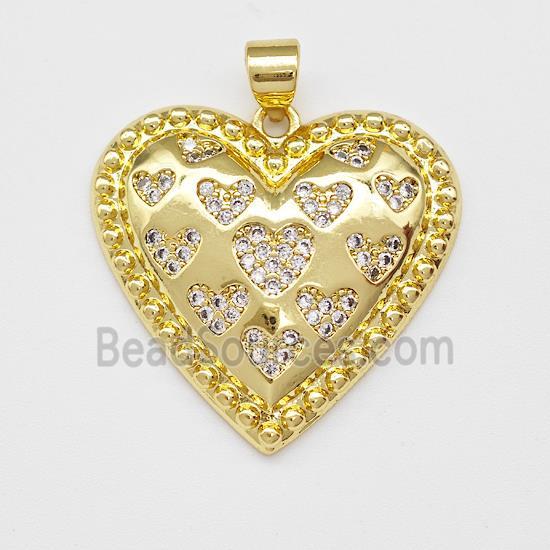 Copper Heart Pendant Micro Pave Zirconia Gold Plated