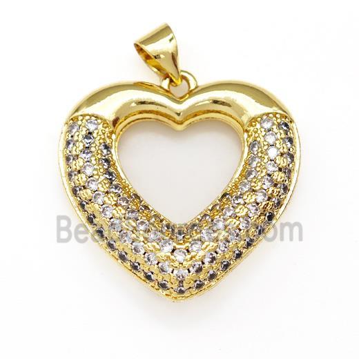 Copper Heart Pendant Micro Pave Zirconia Gold Plated