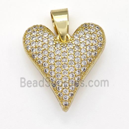 Copper Heart Pendant Micro Pave Zirconia Gold Plated