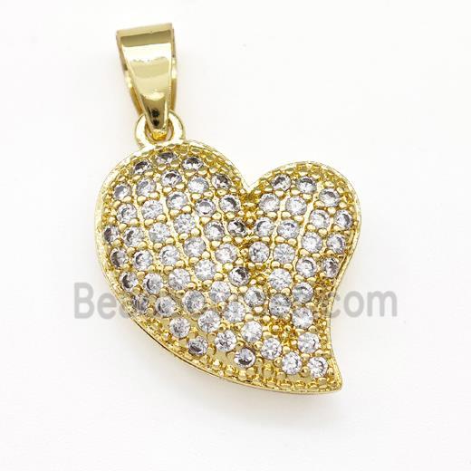 Copper Heart Pendant Micro Pave Zirconia Gold Plated