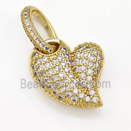 Copper Heart Pendant Micro Pave Zirconia Gold Plated