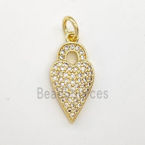 Copper Heart Pendant Micro Pave Zirconia Gold Plated