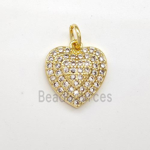 Copper Heart Pendant Micro Pave Zirconia Gold Plated