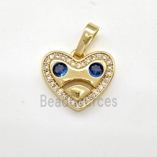 Copper Heart Pendant Micro Pave Zirconia Gold Plated