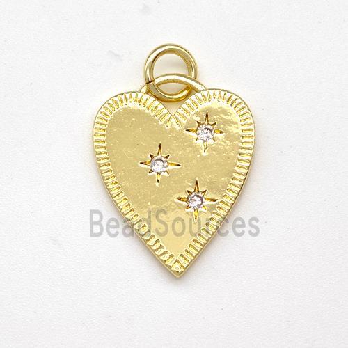 Copper Heart Pendant Micro Pave Zirconia Gold Plated