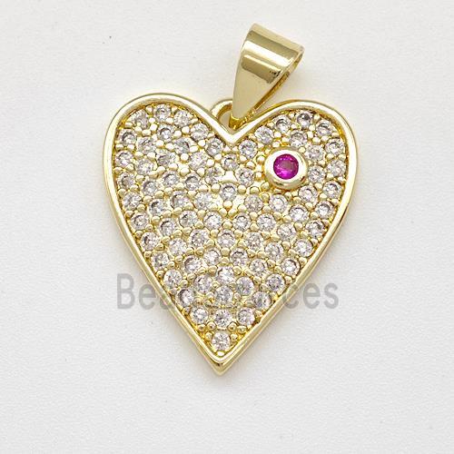 Copper Heart Pendant Micro Pave Zirconia Gold Plated