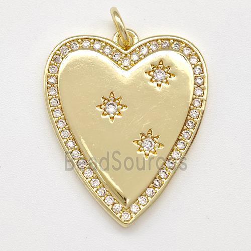 Copper Heart Pendant Micro Pave Zirconia Gold Plated