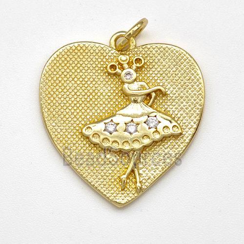 Copper Heart Pendant Micro Pave Zirconia Beauty Gold Plated