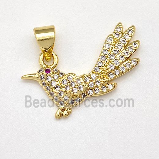 Copper Birds Pendant Micro Pave Zirconia Gold Plated