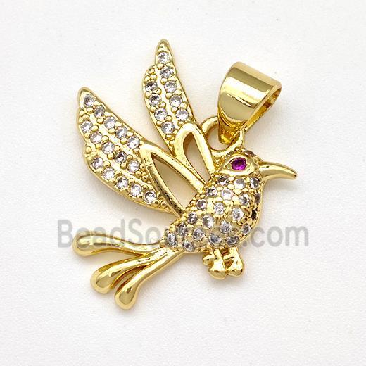 Copper Birds Pendant Micro Pave Zirconia Gold Plated