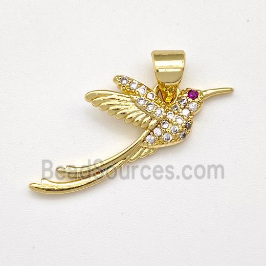 Copper Phonenix Pendant Micro Pave Zirconia Birds Gold Plated